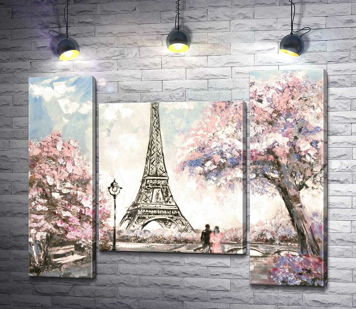 модульна картина Вид на Ейфелева вежу (Eiffel tower) з квітучої весняної набережної (Модуль №11)