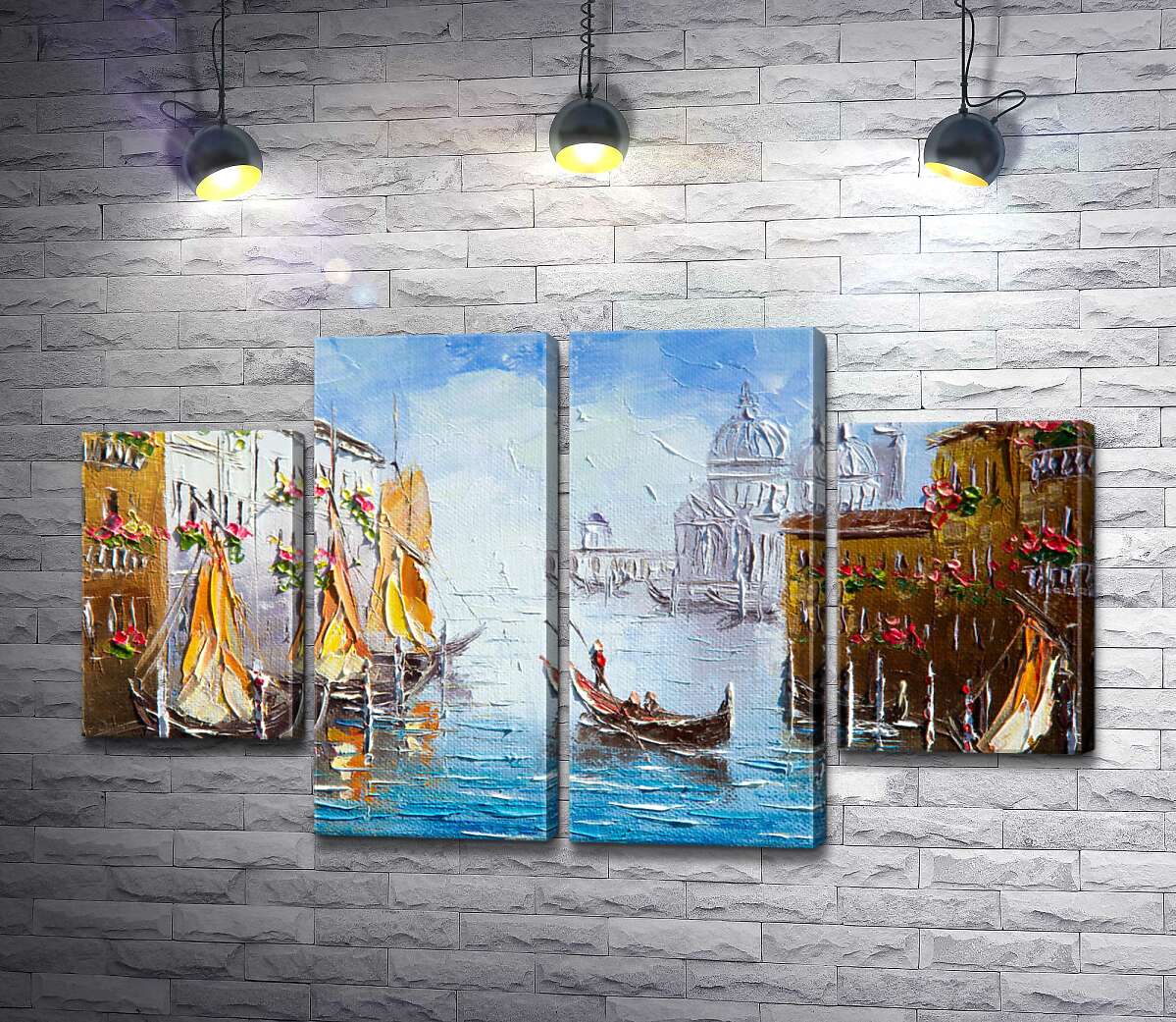 модульная картина Вид на Гранд-канал (Canal Grande) с цветущей венецианской улицы (Модуль №20)