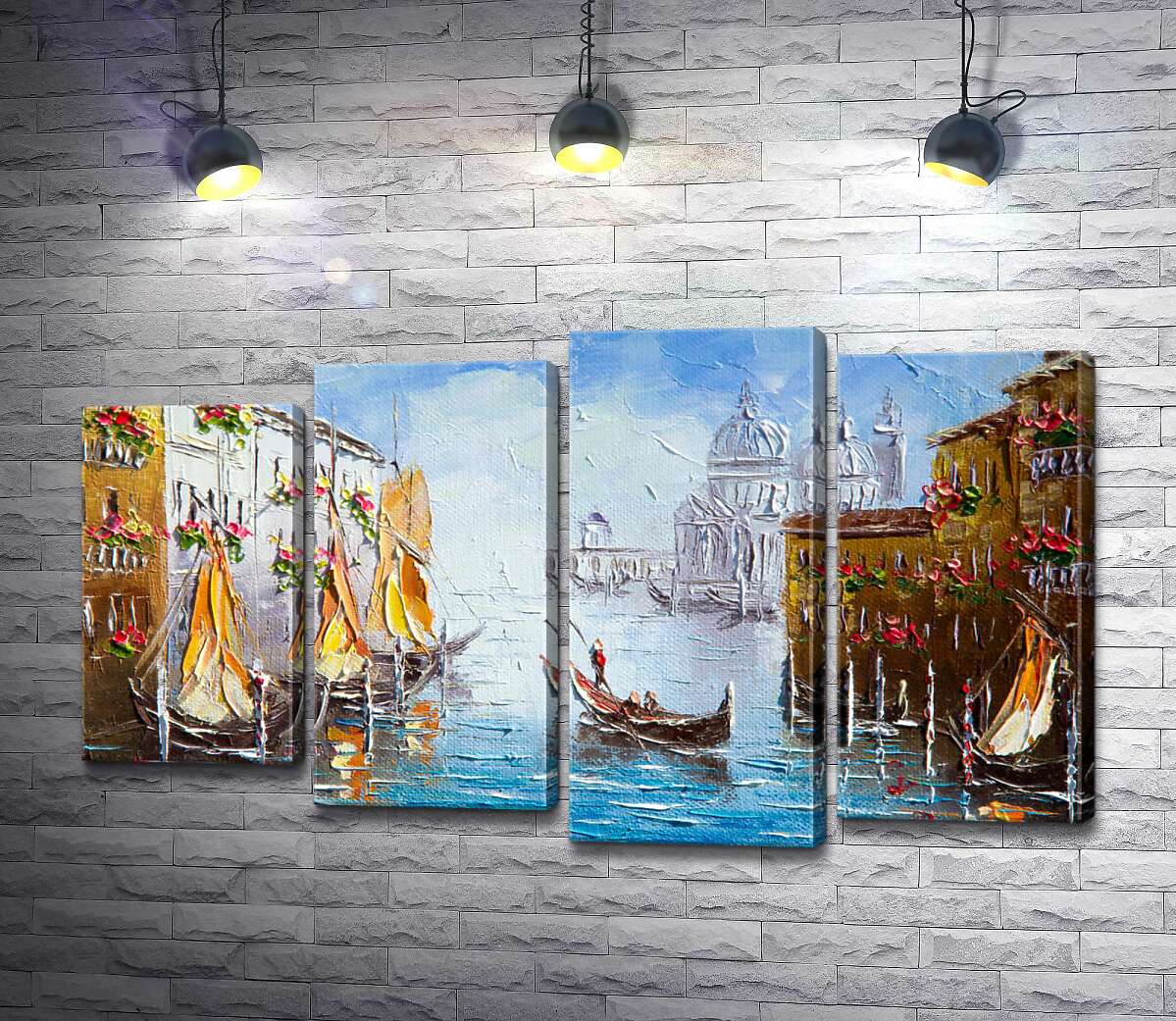модульная картина Вид на Гранд-канал (Canal Grande) с цветущей венецианской улицы (Модуль №3)