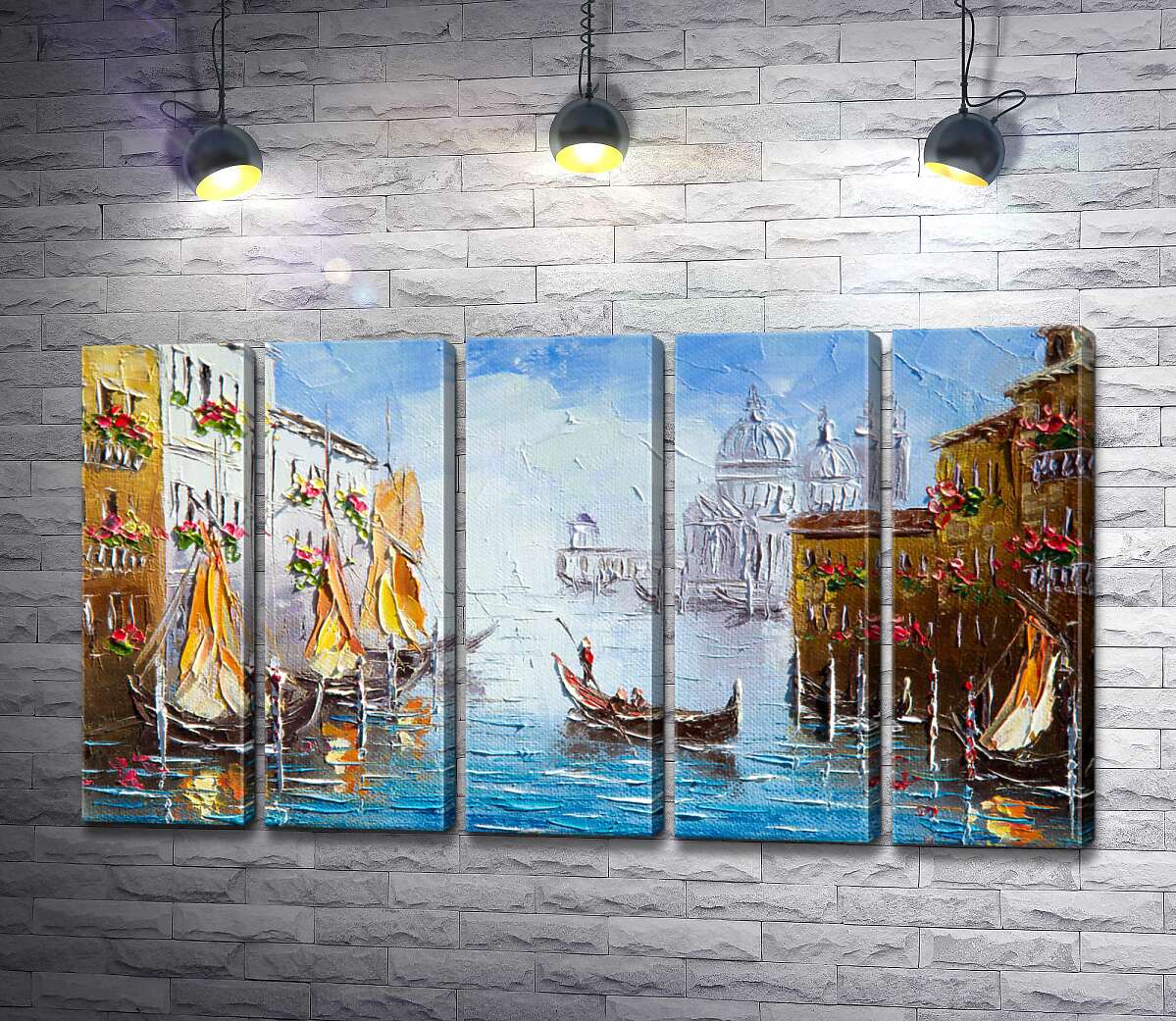 модульная картина Вид на Гранд-канал (Canal Grande) с цветущей венецианской улицы (Модуль №26)