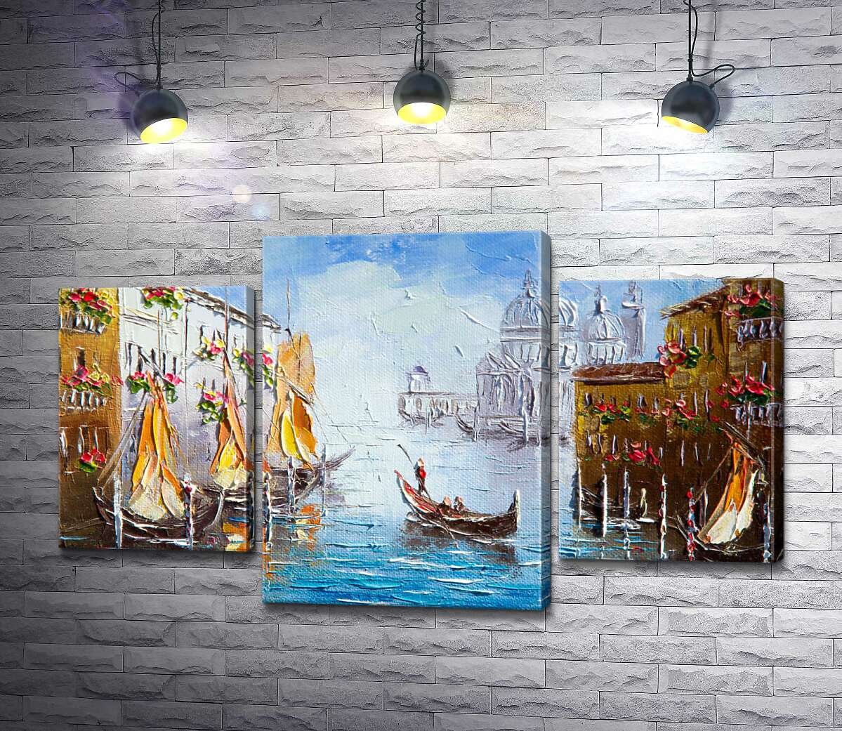 модульная картина Вид на Гранд-канал (Canal Grande) с цветущей венецианской улицы (Модуль №10)