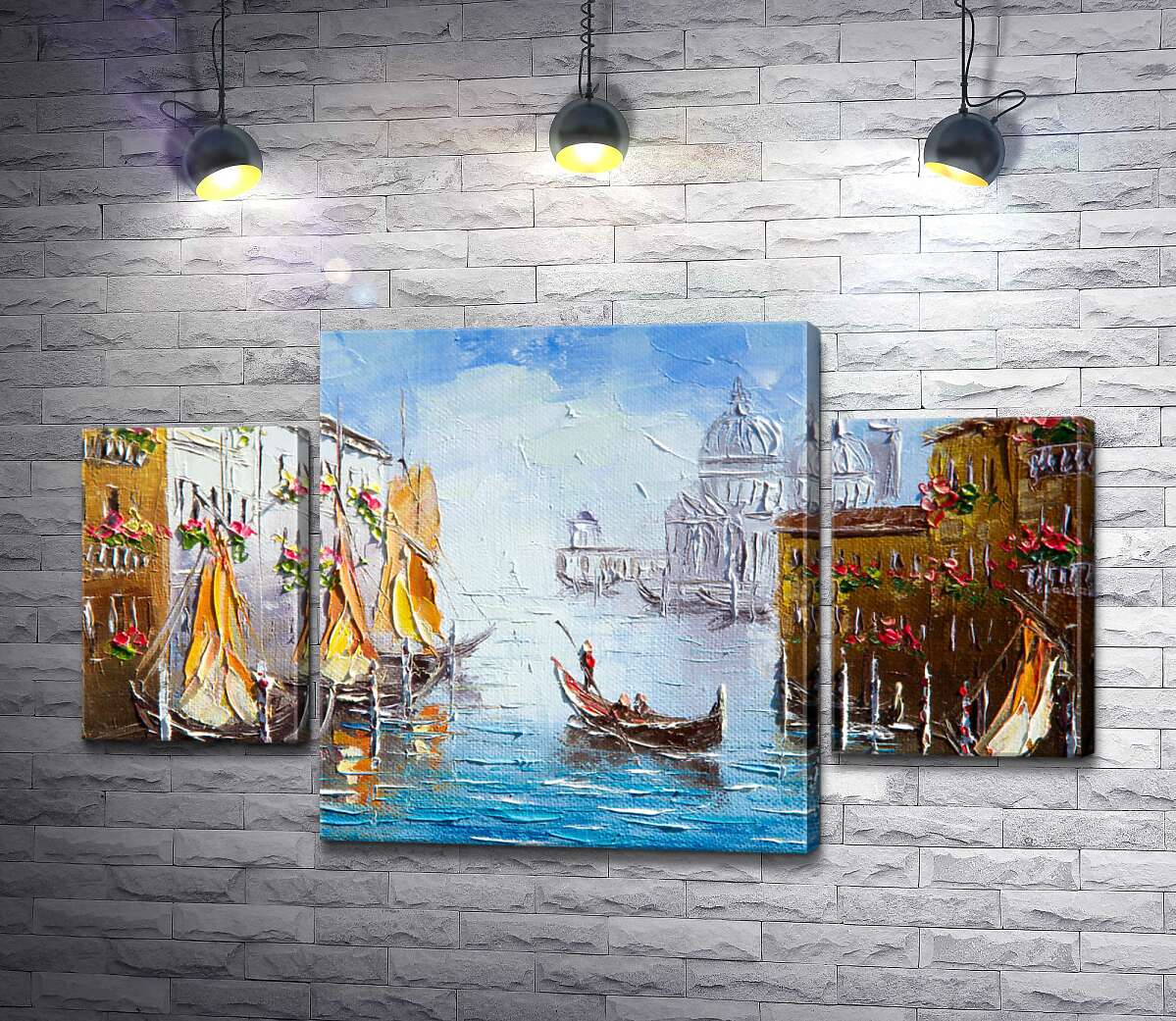 модульная картина Вид на Гранд-канал (Canal Grande) с цветущей венецианской улицы (Модуль №5)