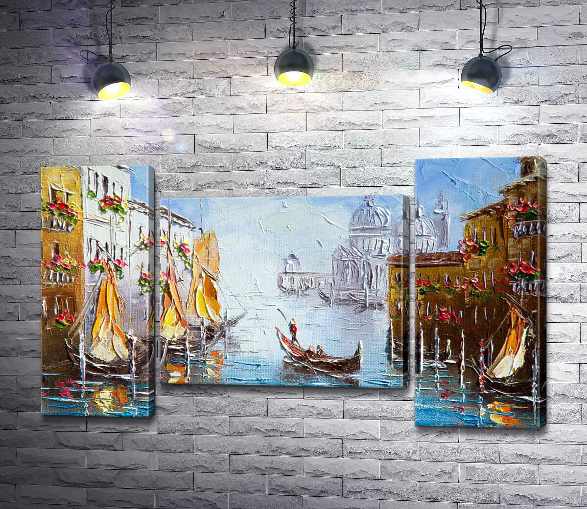модульная картина Вид на Гранд-канал (Canal Grande) с цветущей венецианской улицы (Модуль №11)