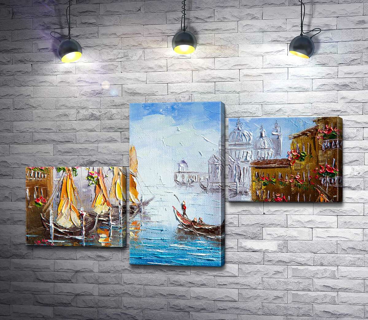 модульная картина Вид на Гранд-канал (Canal Grande) с цветущей венецианской улицы (Модуль №12)