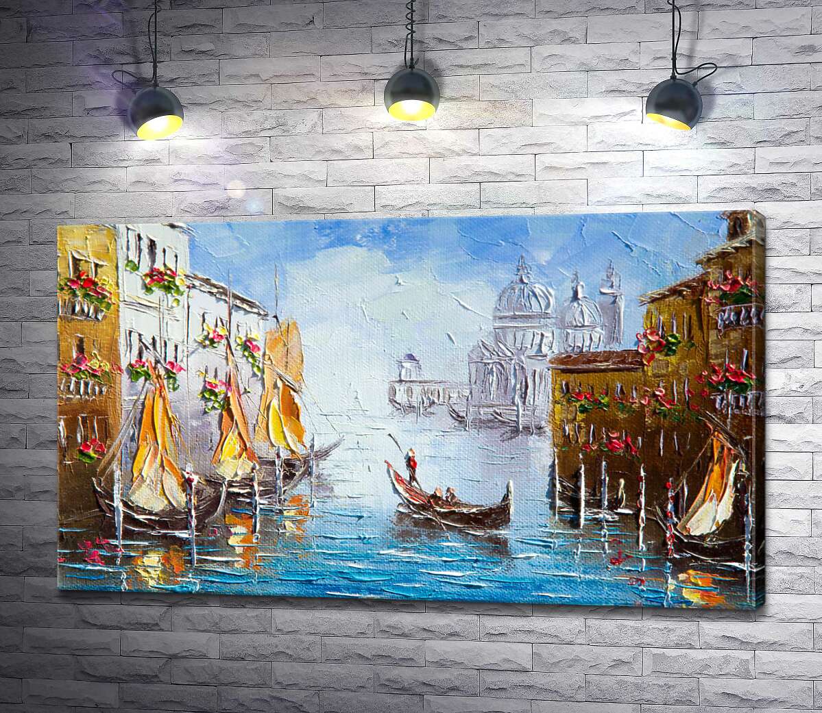 картина Вид на Гранд-канал (Canal Grande) с цветущей венецианской улицы