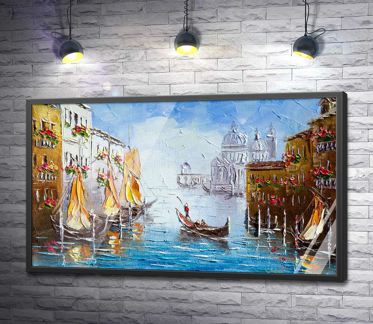 постер Вид на Гранд-канал (Canal Grande) с цветущей венецианской улицы