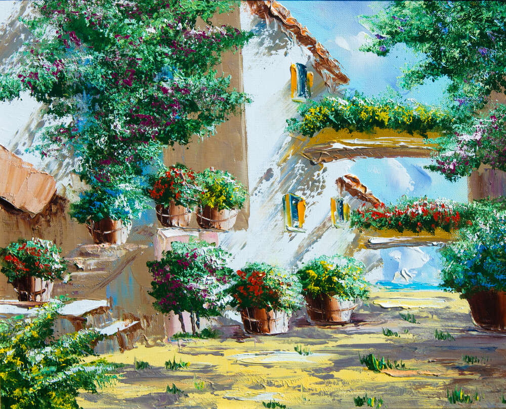 картина-постер Уютный дворик маленькой виллы