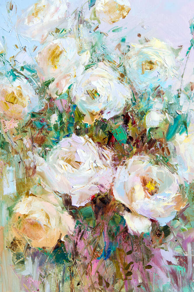 картина-постер Кремові відтінки троянд у букеті