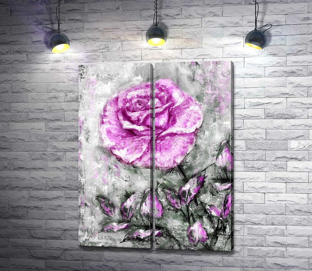 модульная картина Розовая яркость винтажной розы