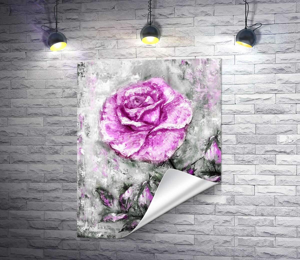 печать Розовая яркость винтажной розы