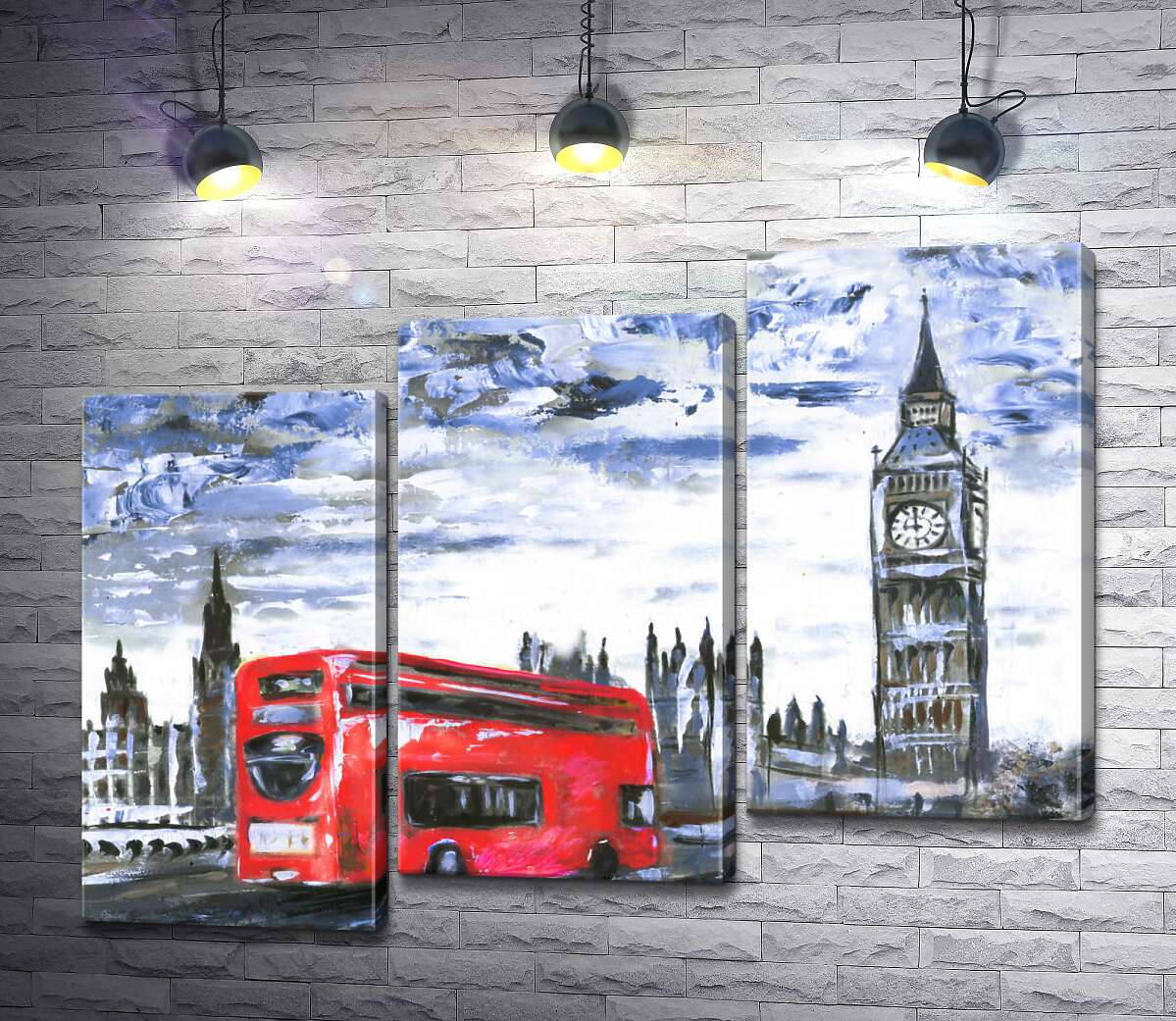 модульная картина Красный автобус мчится по Вестминстерскому мосту (Westminster bridge) (Модуль №14)