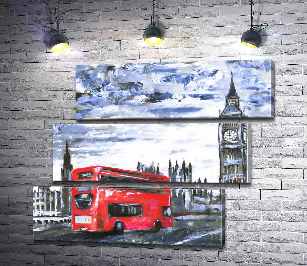 модульная картина Красный автобус мчится по Вестминстерскому мосту (Westminster bridge) (Модуль №17)