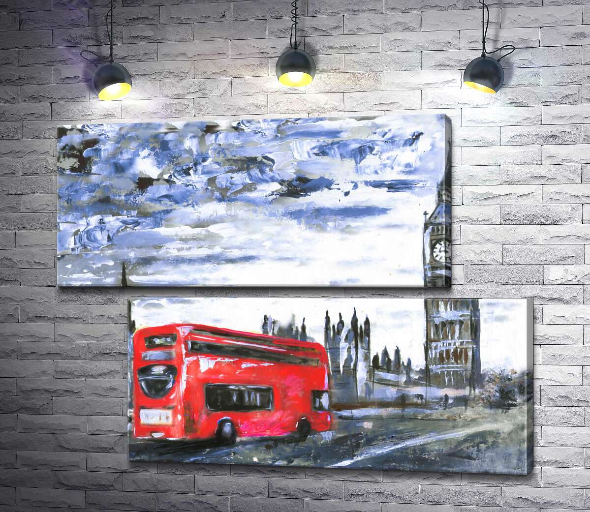 модульная картина Красный автобус мчится по Вестминстерскому мосту (Westminster bridge) (Модуль №8)
