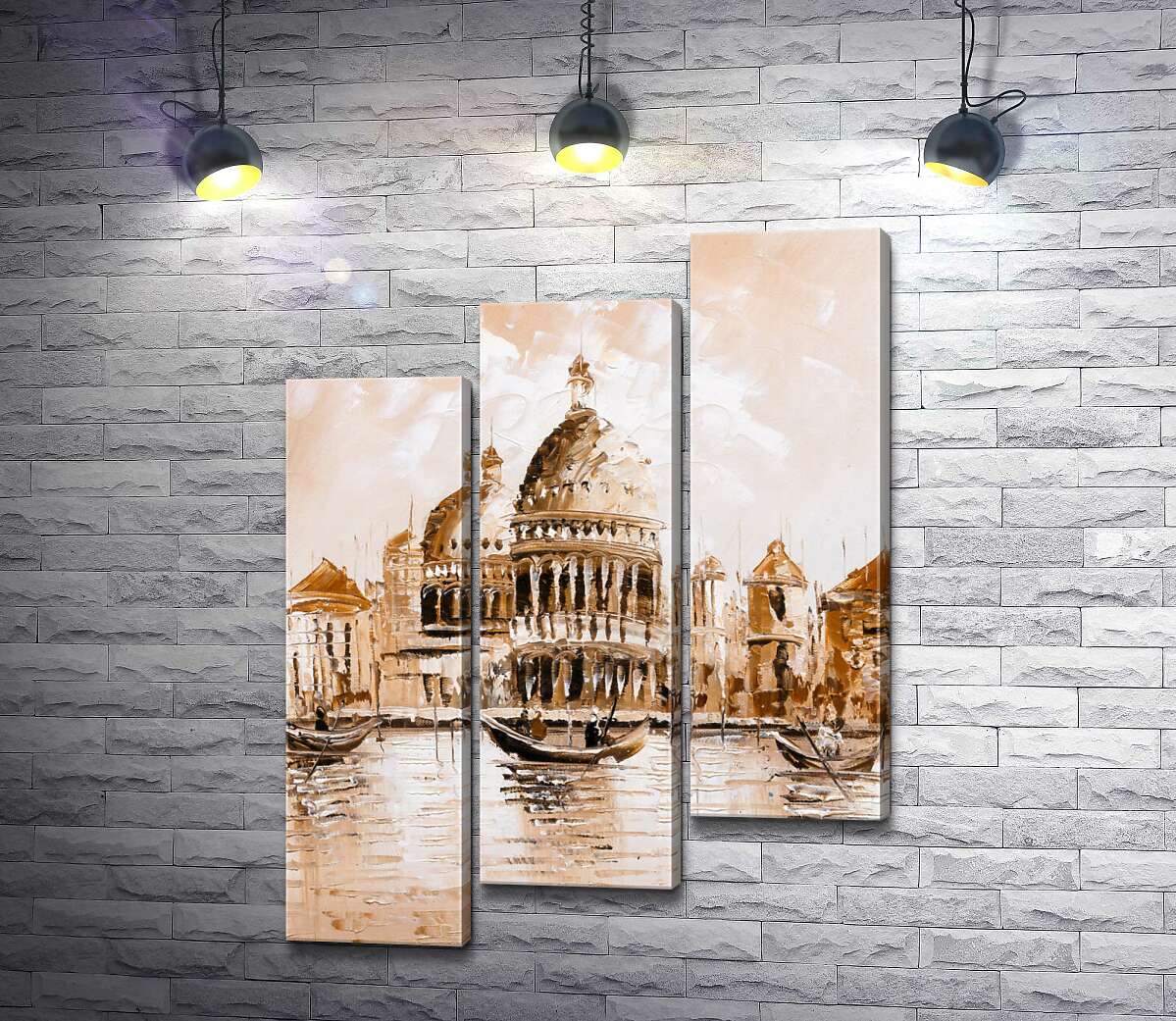 модульная картина Силуэт собора Санта-Мария-делла-Салуте (Basilica di Santa Maria della Salute) в пастельных тонах (Модуль №14)