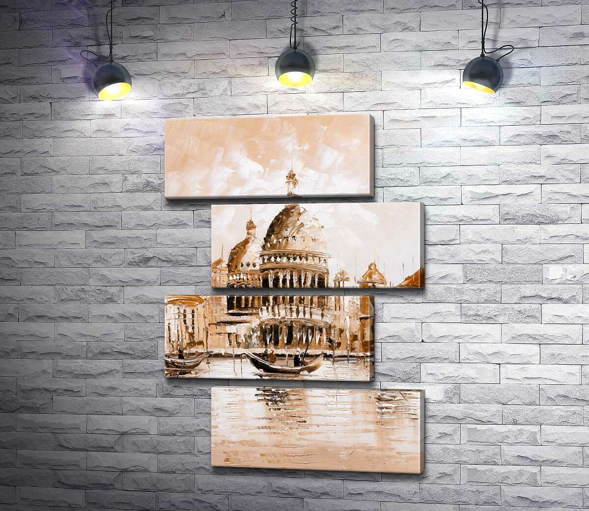 модульна картина Силует собору Санта-Марія-делла-Салуте (Basilica di Santa Maria della Salute) у пастельних тонах (Модуль №23)