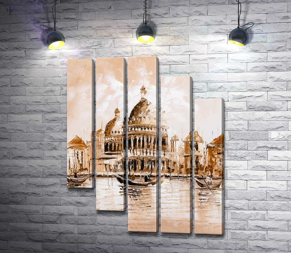 модульная картина Силуэт собора Санта-Мария-делла-Салуте (Basilica di Santa Maria della Salute) в пастельных тонах (Модуль №28)