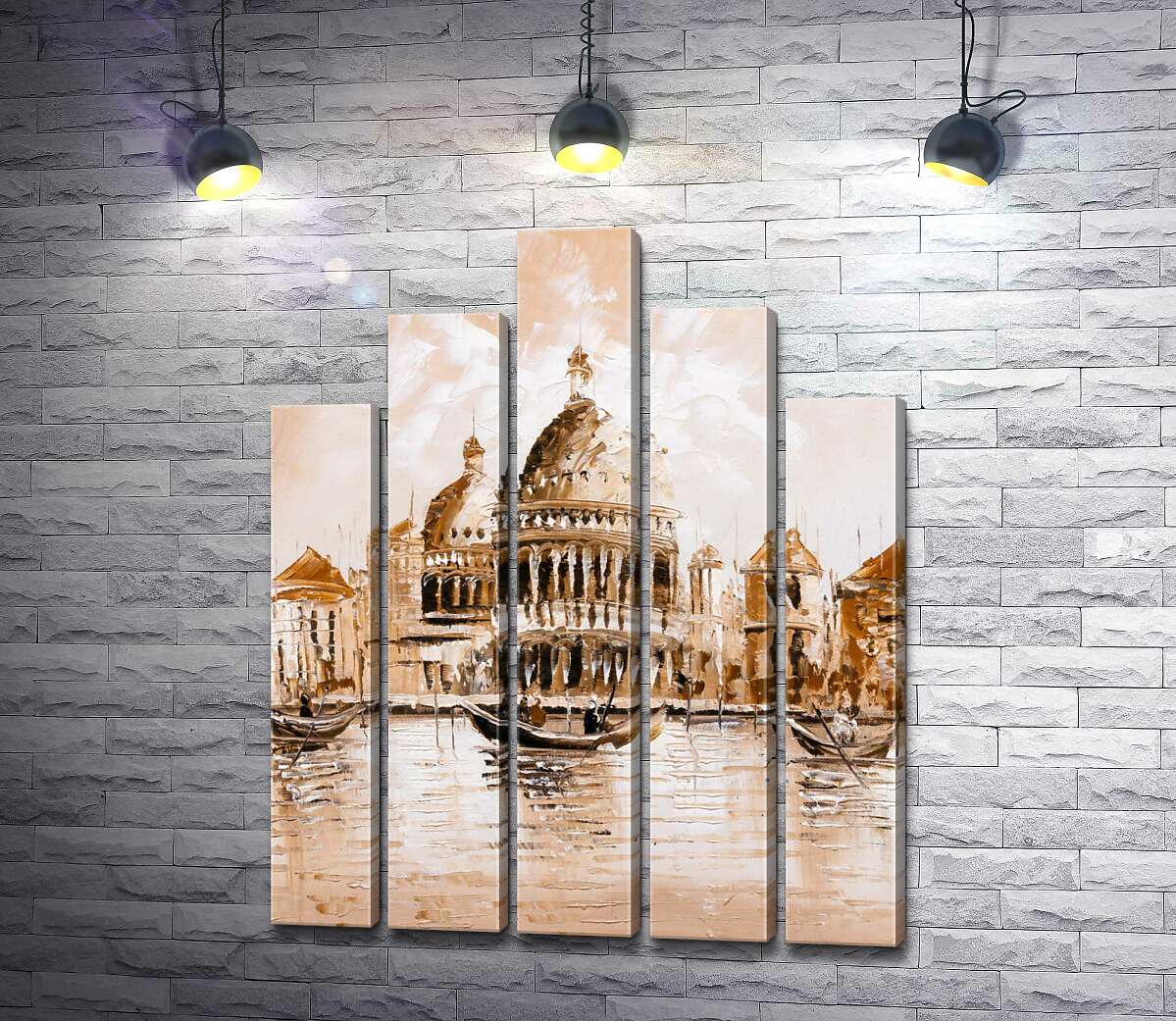 модульна картина Силует собору Санта-Марія-делла-Салуте (Basilica di Santa Maria della Salute) у пастельних тонах (Модуль №29)