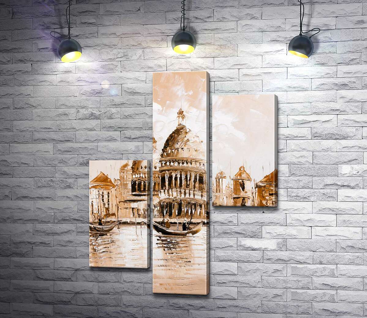 модульная картина Силуэт собора Санта-Мария-делла-Салуте (Basilica di Santa Maria della Salute) в пастельных тонах (Модуль №12)