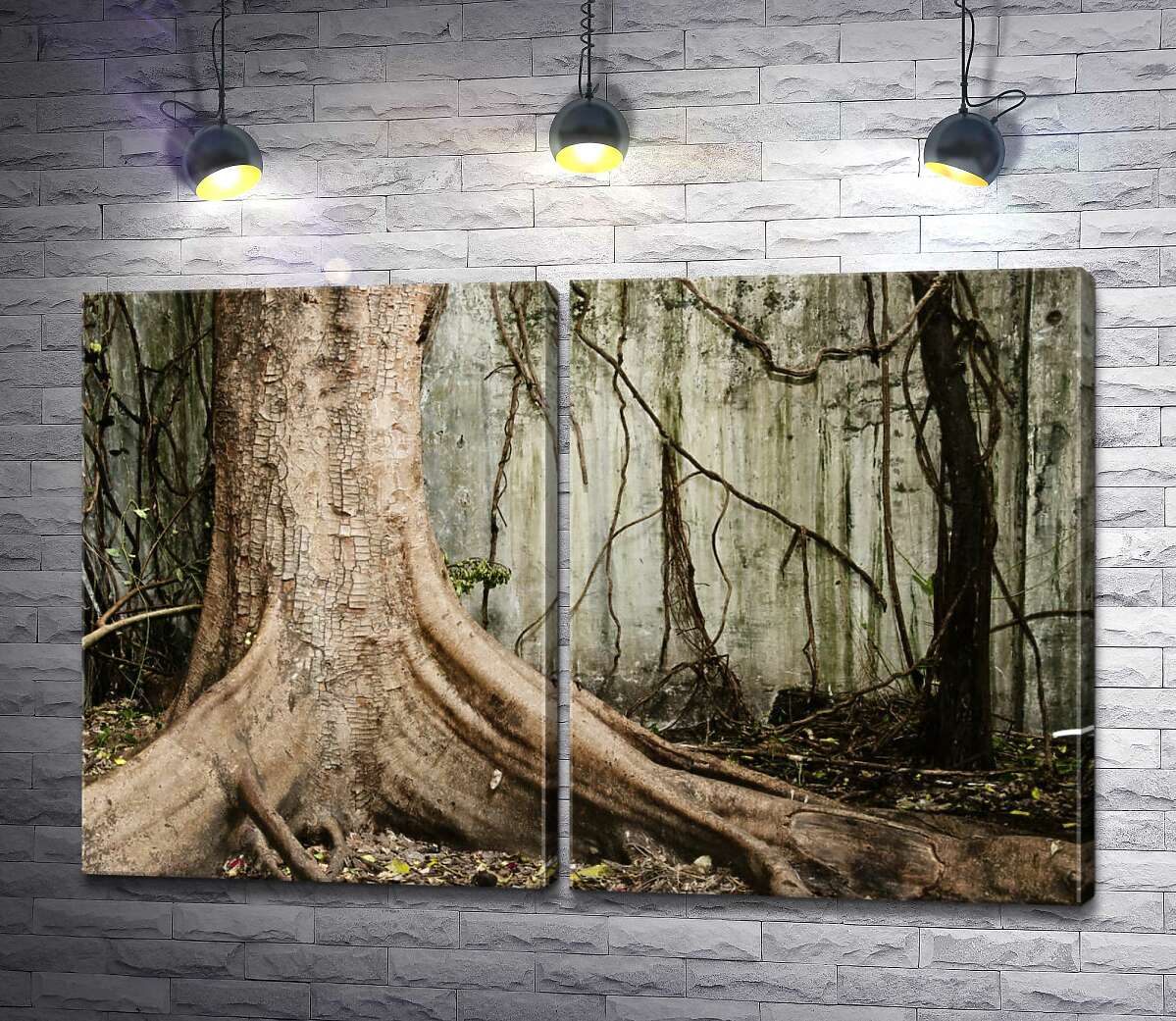 модульная картина Могучее дерево стоит среди джунглей