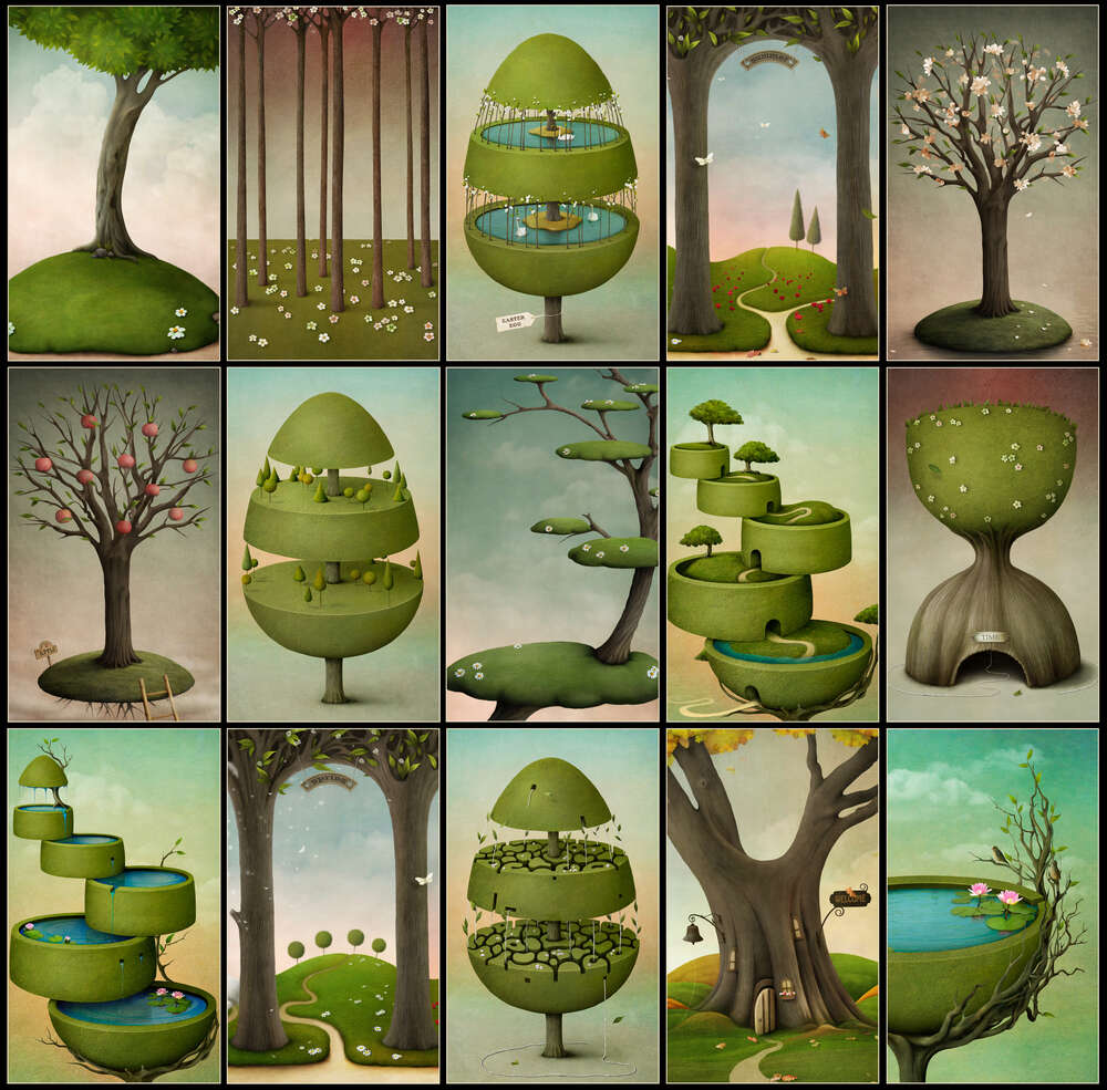 картина-постер Сюрреалістичні ландшафти з деревами