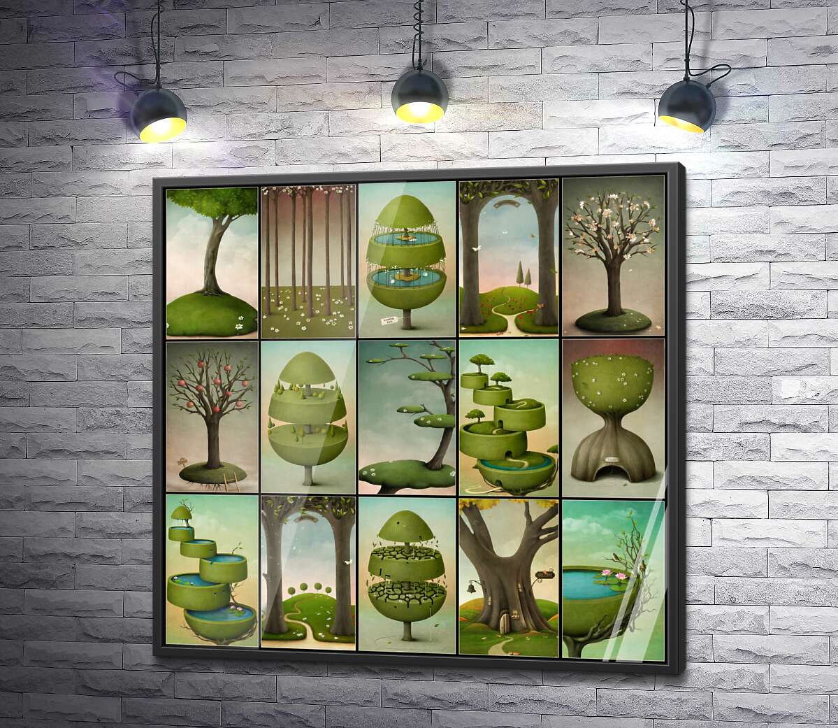 постер Сюрреалістичні ландшафти з деревами