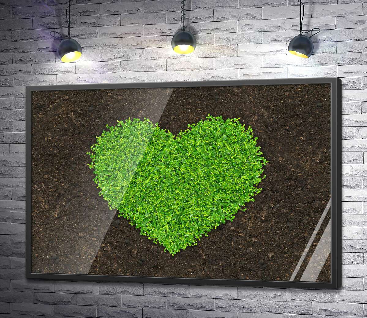 постер Сердце из проросшей на земле зелени