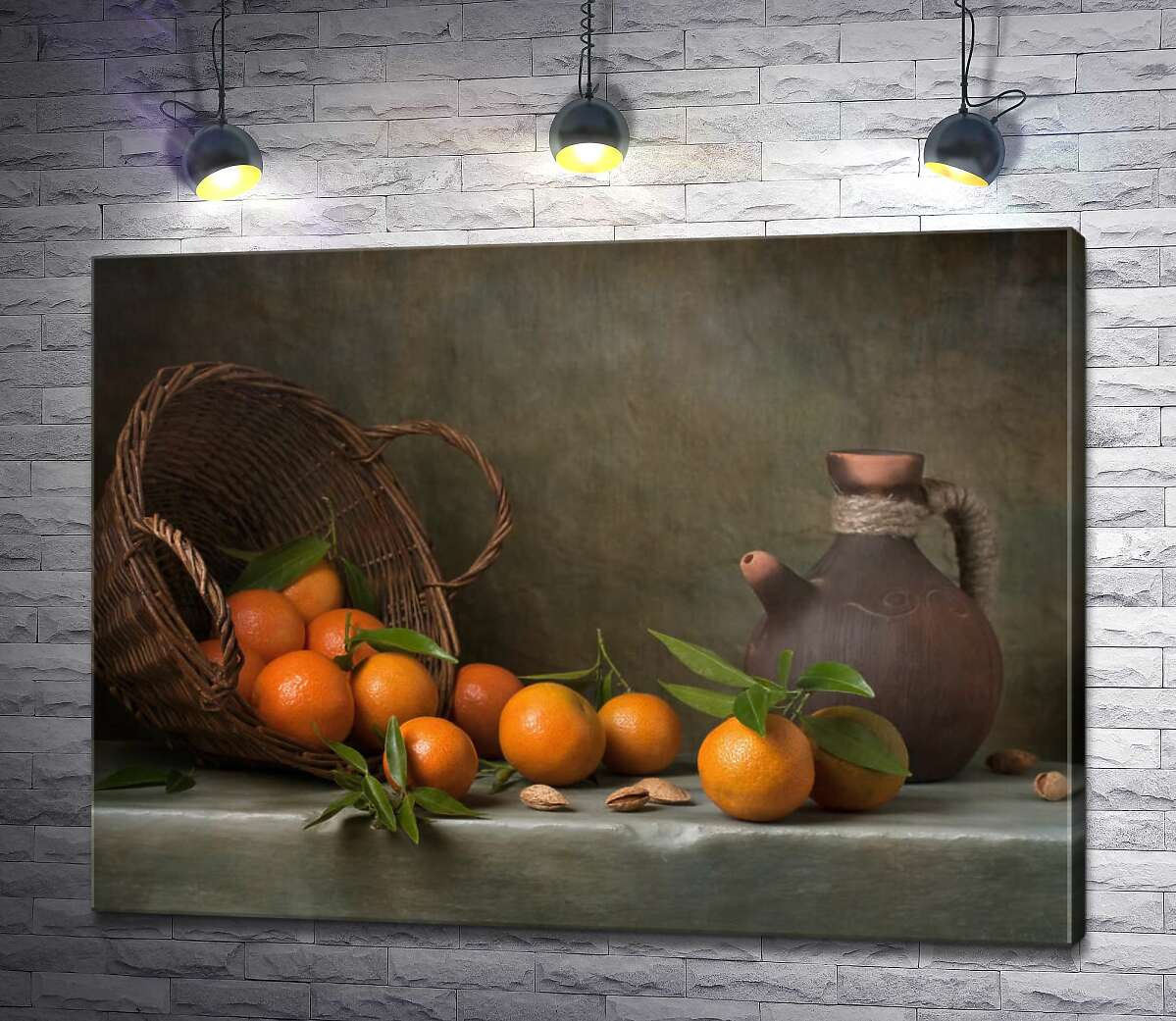 картина Свежие апельсины на натюрморте с кувшином