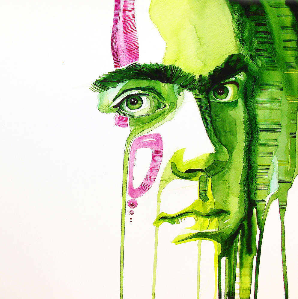 картина-постер Черты лица в зеленых тонах