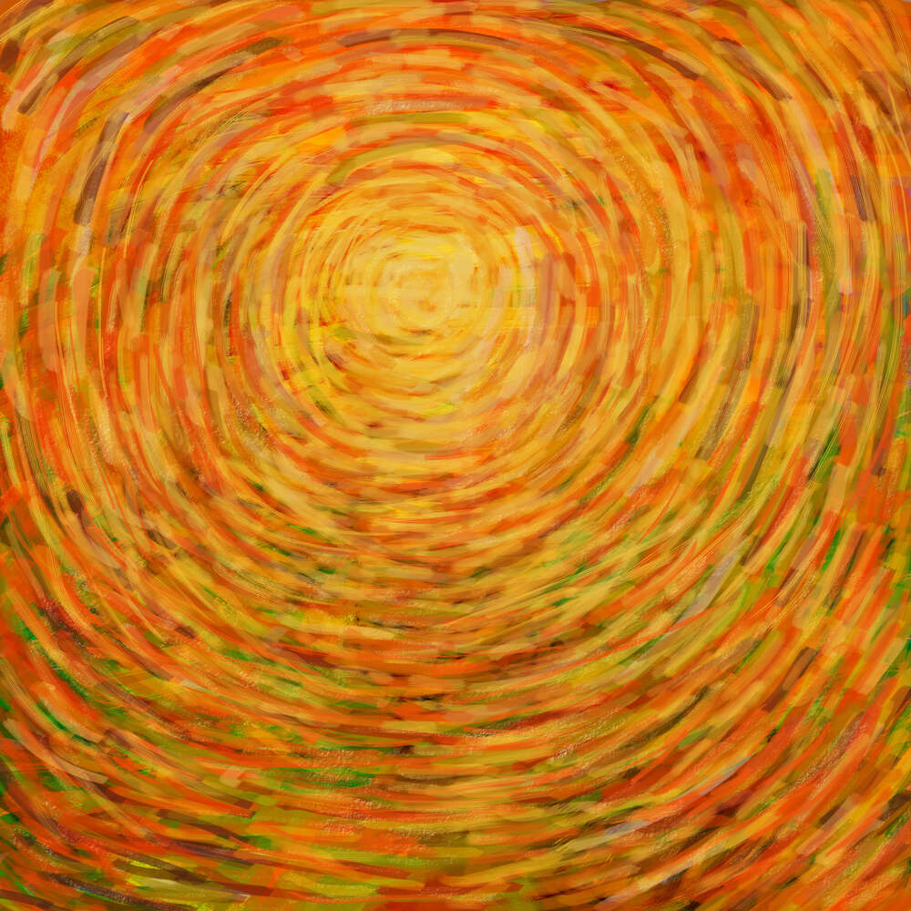 картина-постер Оранжевая абстракция круга оттеняется зелеными элементами