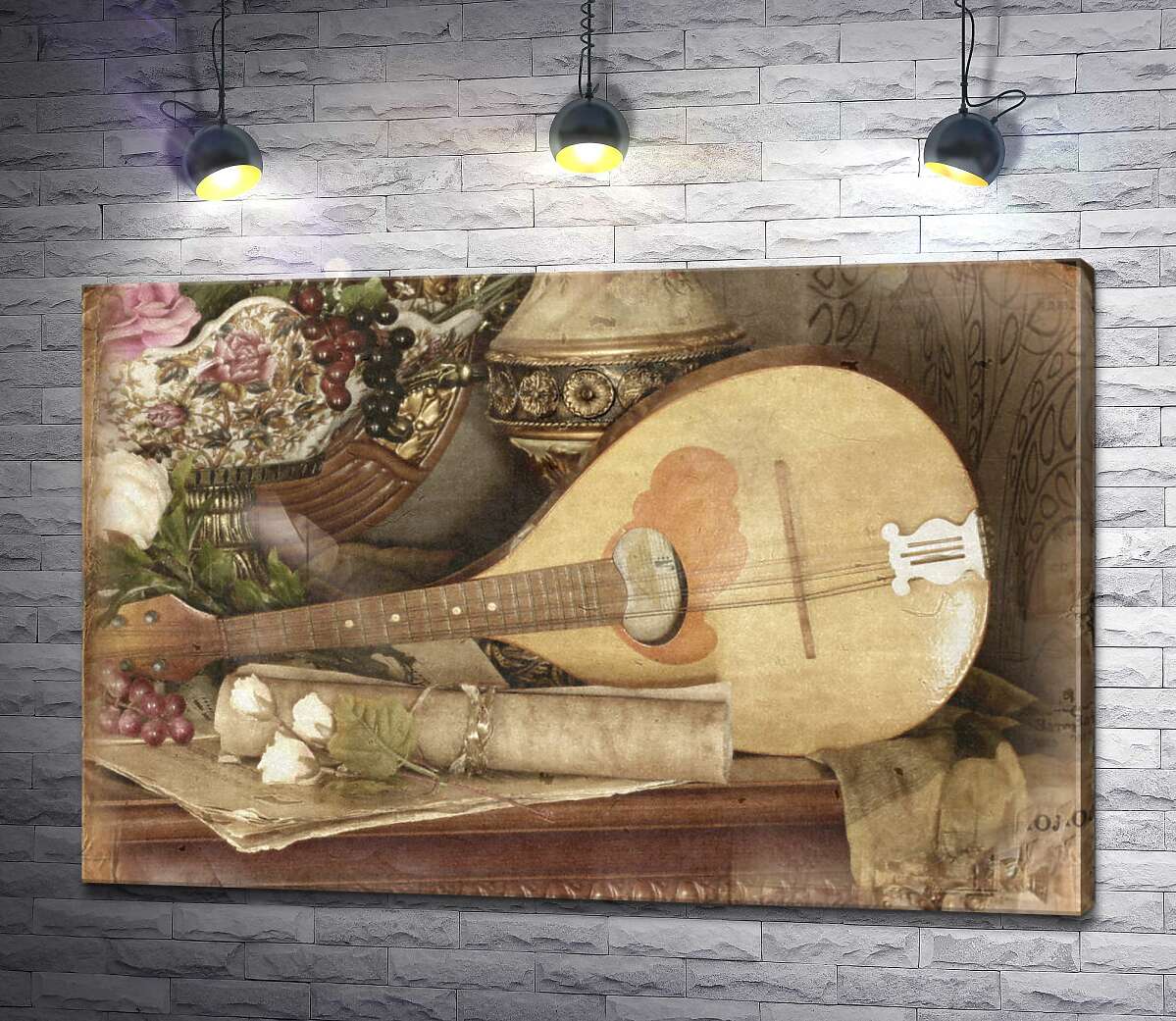 картина Винтажный натюрморт с мандолиной