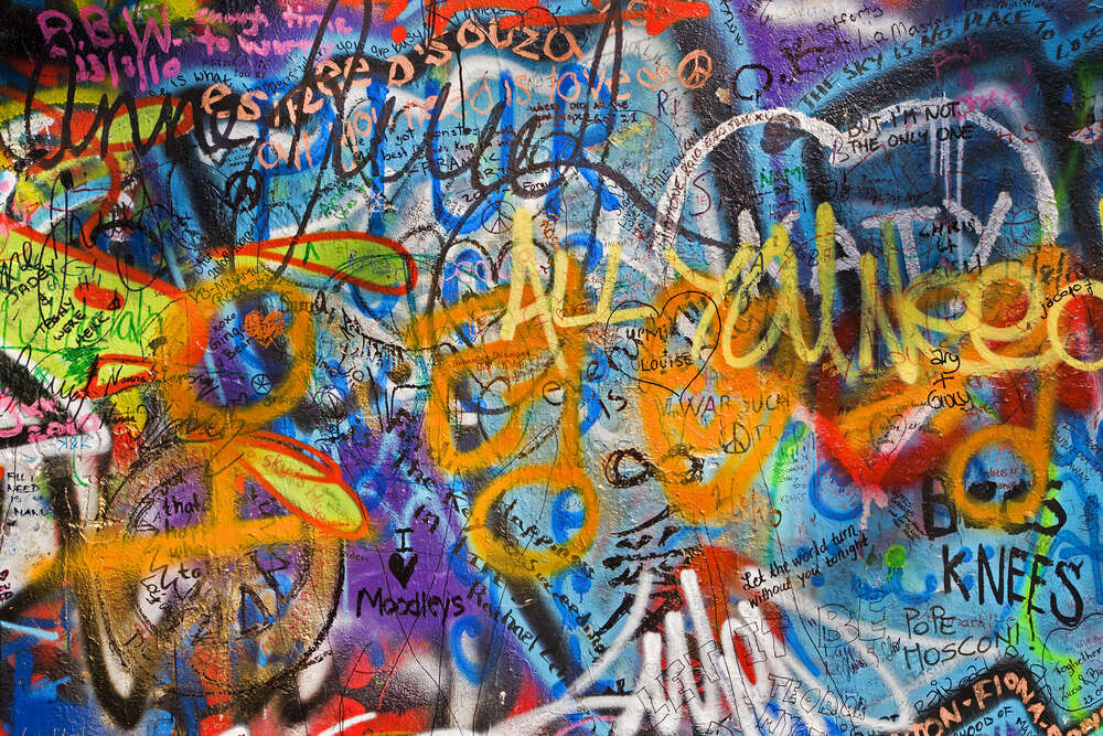 картина-постер Слои граффити украшают стену