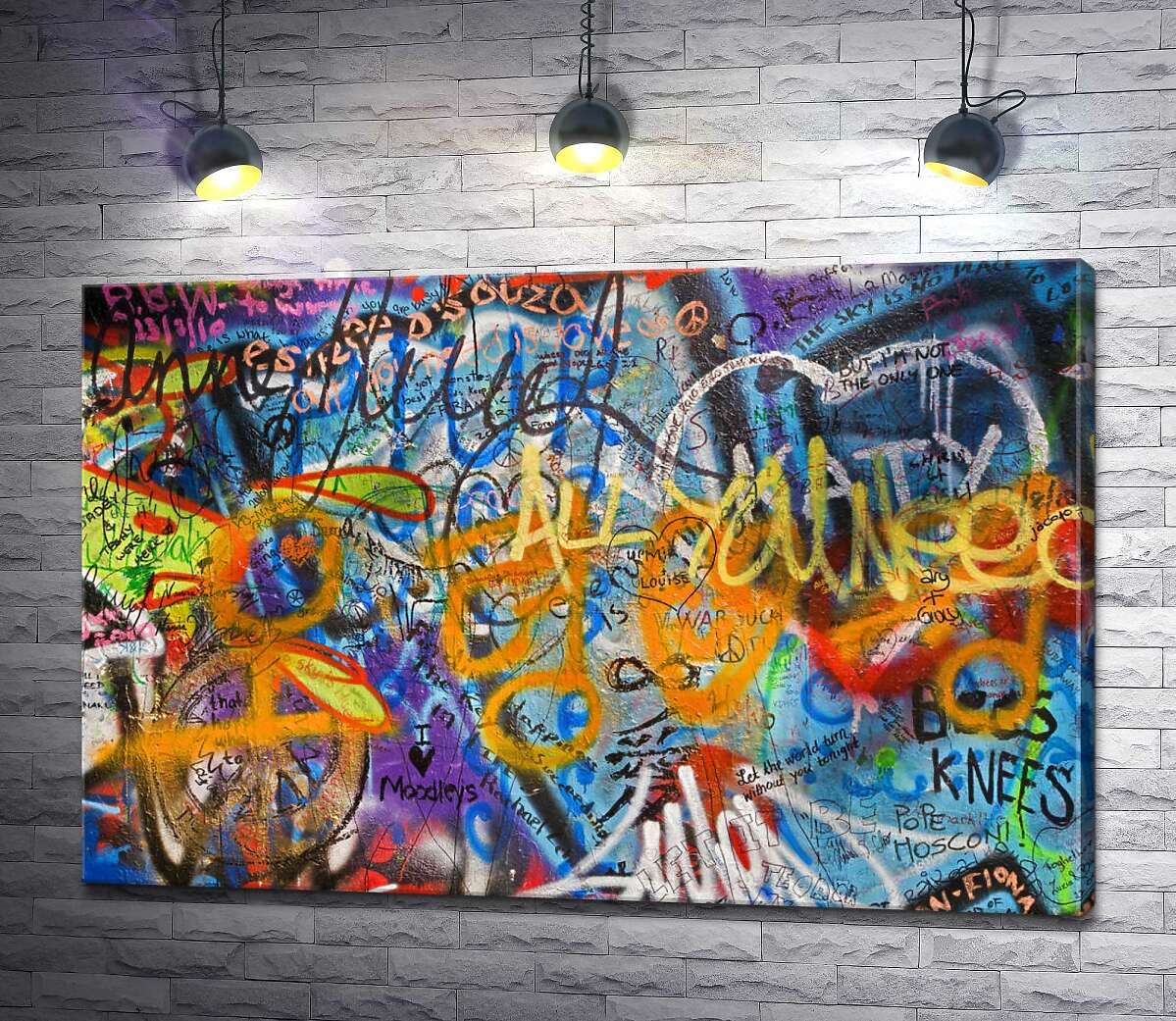 картина Слои граффити украшают стену