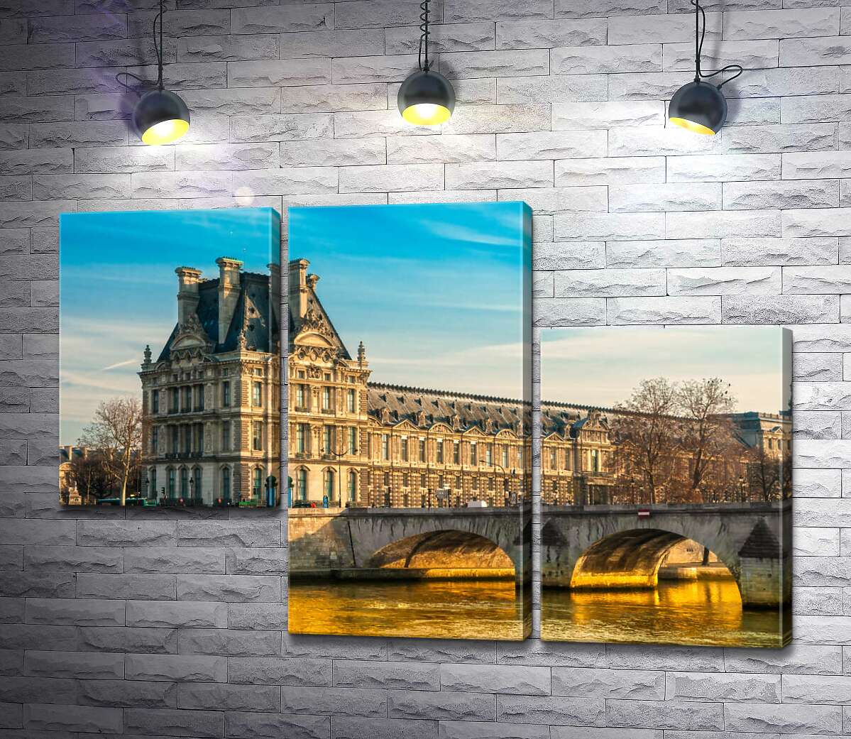 модульна картина Будівля Лувру (Louvre) біля берегів Сени (Модуль №13)