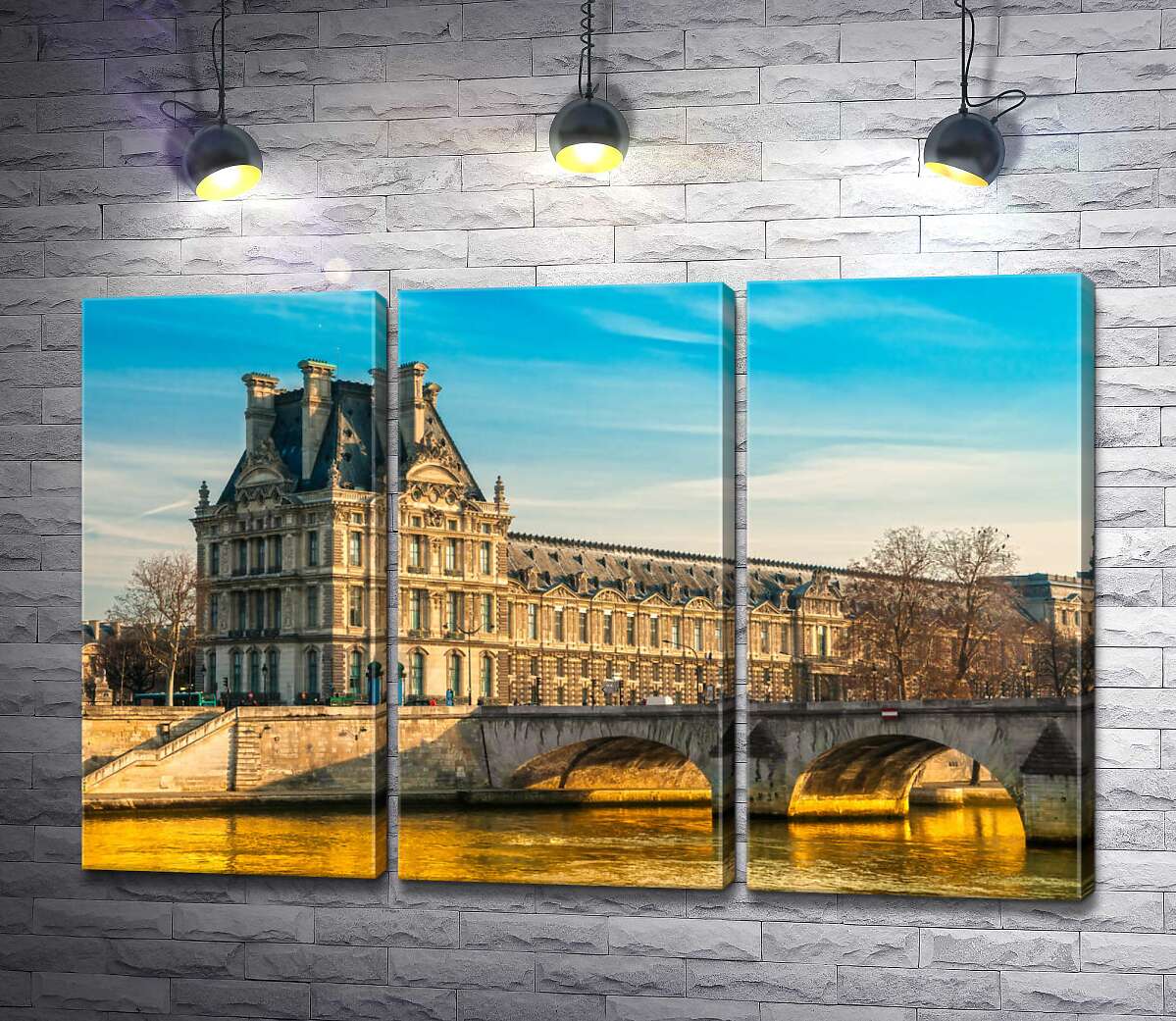 модульная картина Здание Лувра (Louvre) у берегов Сены (Модуль №2)