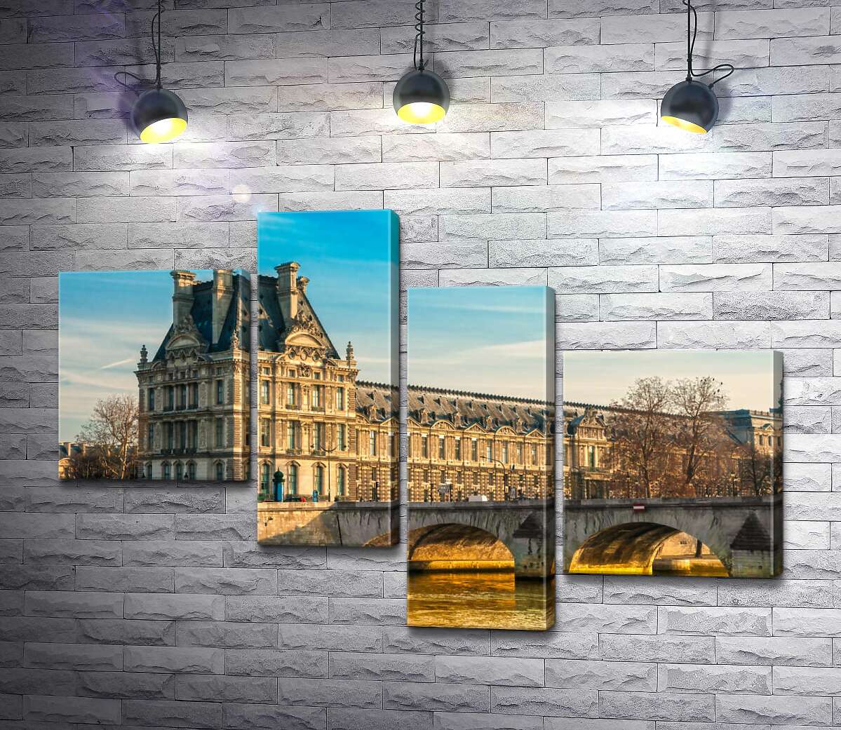 модульна картина Будівля Лувру (Louvre) біля берегів Сени (Модуль №21)