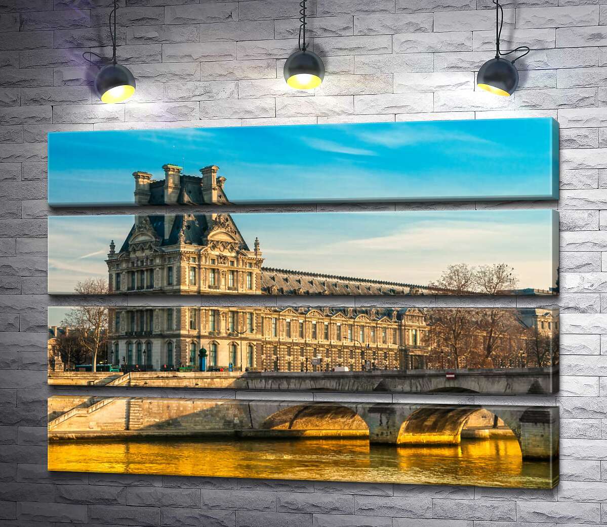 модульна картина Будівля Лувру (Louvre) біля берегів Сени (Модуль №22)