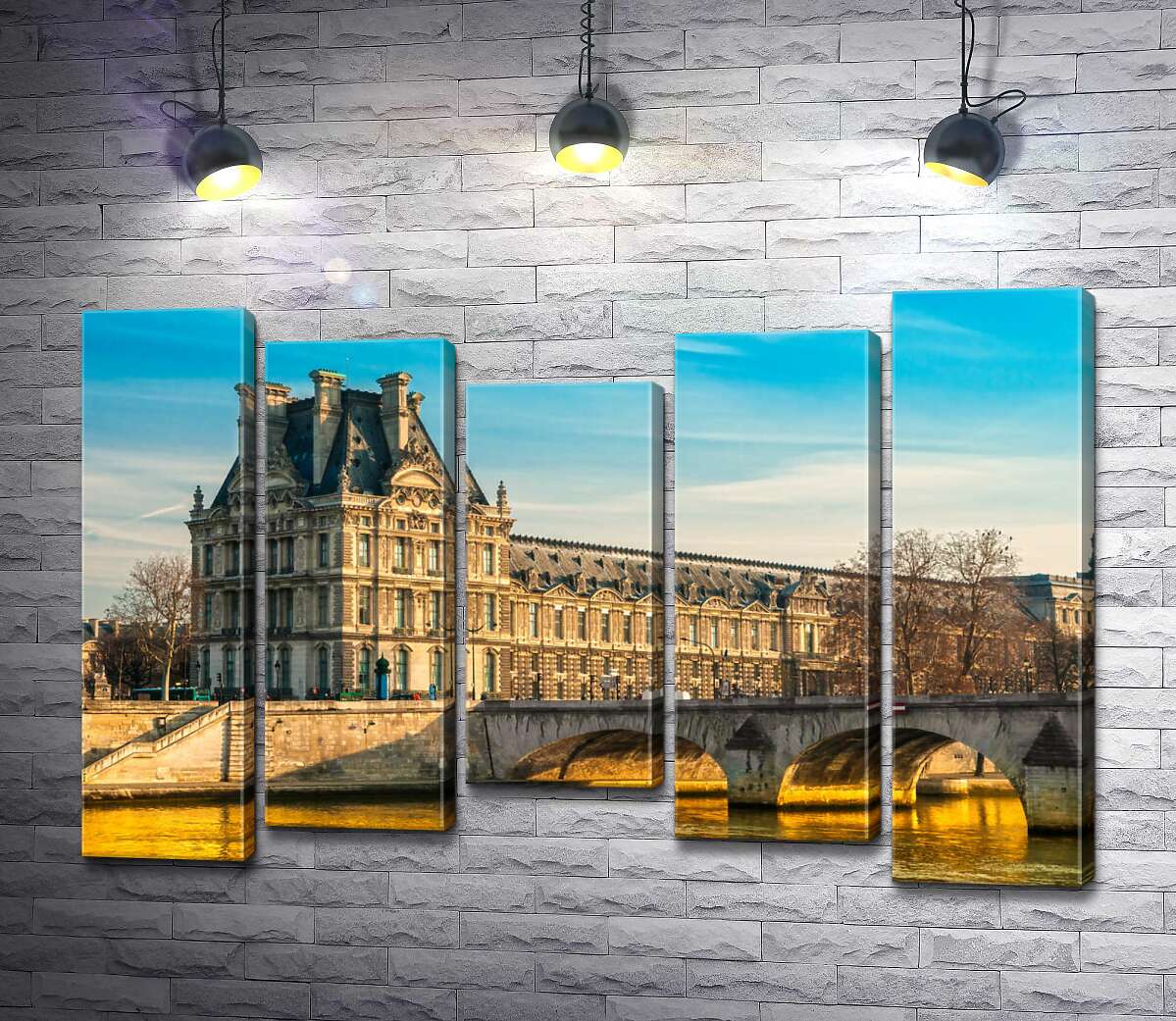 модульная картина Здание Лувра (Louvre) у берегов Сены (Модуль №27)