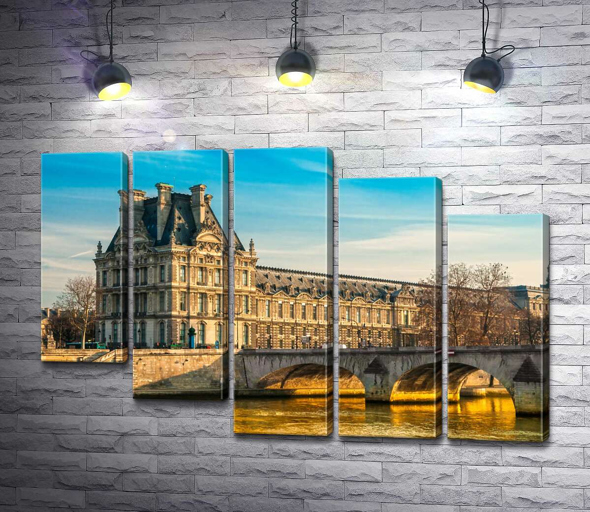 модульна картина Будівля Лувру (Louvre) біля берегів Сени (Модуль №28)