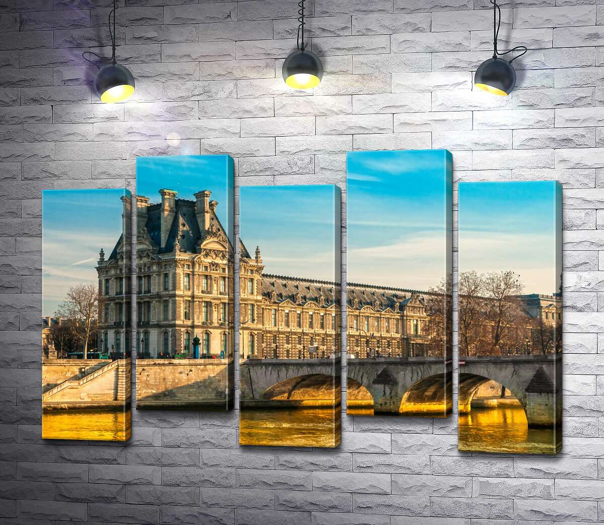 модульна картина Будівля Лувру (Louvre) біля берегів Сени (Модуль №30)