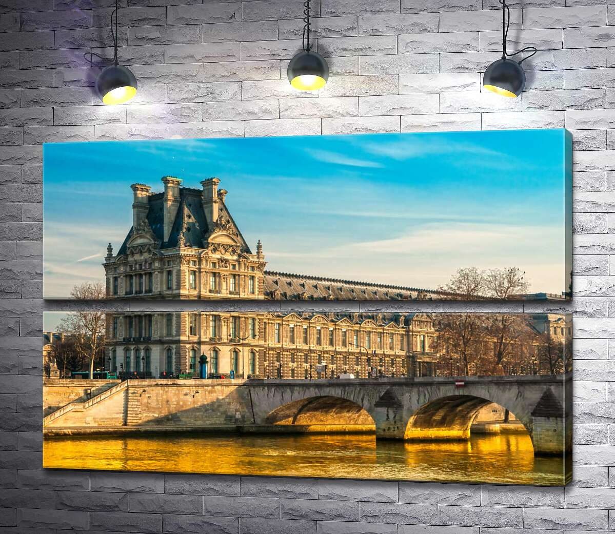 модульна картина Будівля Лувру (Louvre) біля берегів Сени (Модуль №7)