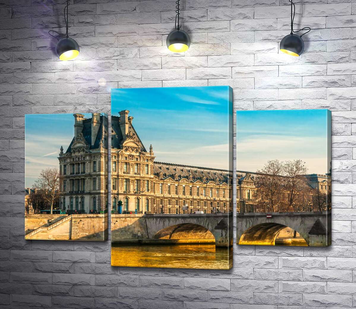 модульна картина Будівля Лувру (Louvre) біля берегів Сени (Модуль №10)