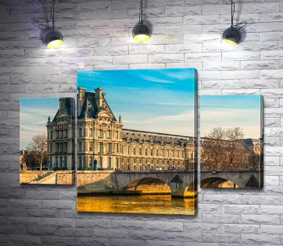 модульна картина Будівля Лувру (Louvre) біля берегів Сени (Модуль №5)