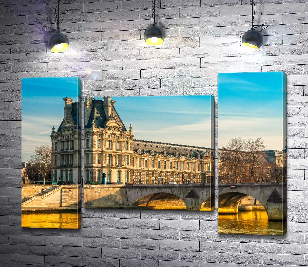 модульная картина Здание Лувра (Louvre) у берегов Сены (Модуль №11)