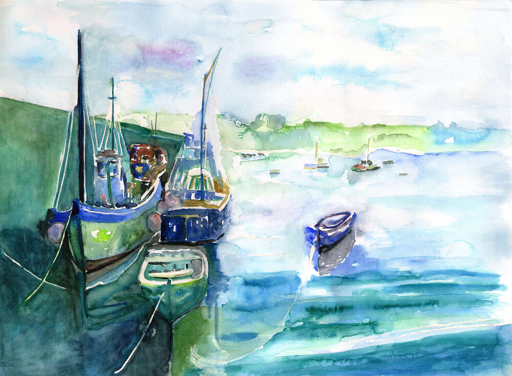 картина-постер Яхти та човни стоять біля причалу