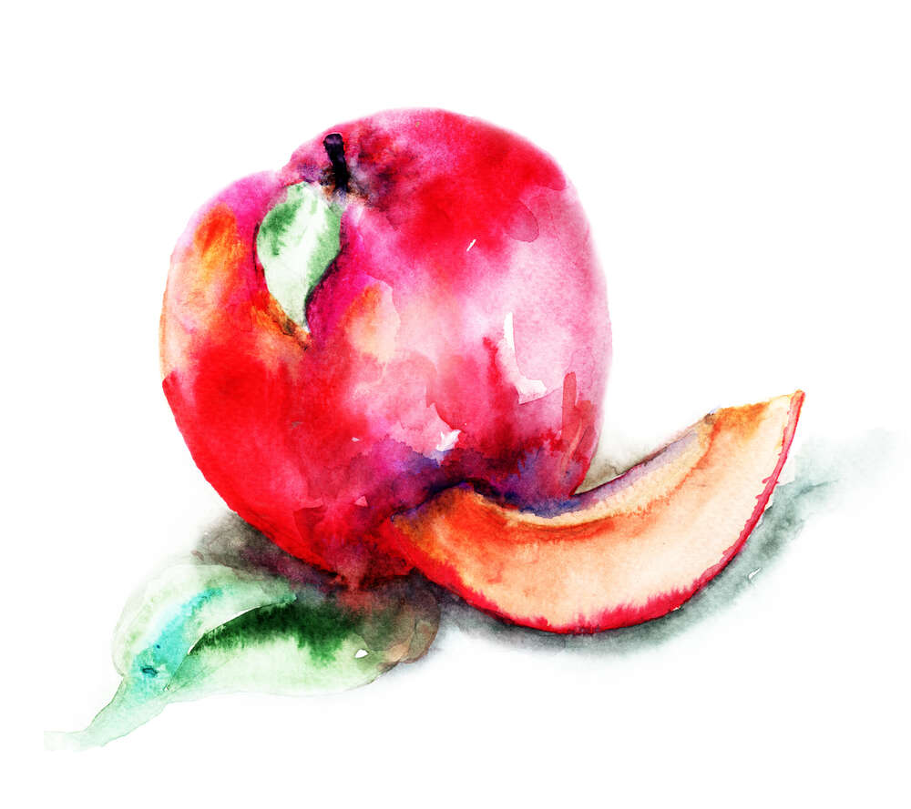 картина-постер Акварельный рисунок яблока