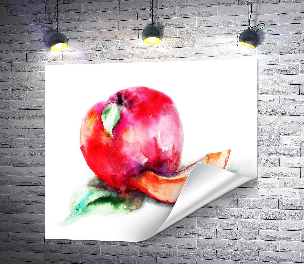 друк Акварельний малюнок яблука