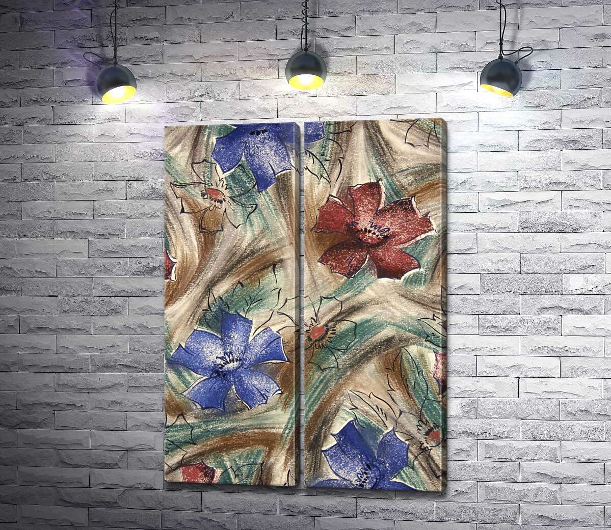 модульна картина Пастельний квітковий візерунок