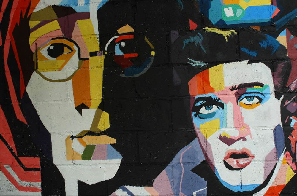 картина-постер Граффити с легендарными Джоном Ленноном (John Lennon) и Элвисом Пресли (Elvis Presley)