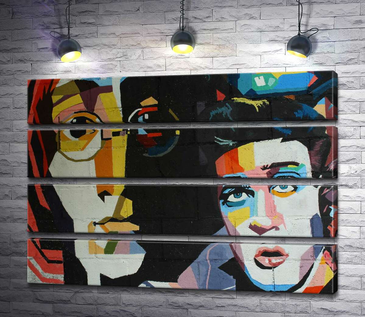 модульна картина Графіті з легендарними Джоном Ленноном (John Lennon) та Елвісом Преслі (Elvis Presley) (Модуль №22)
