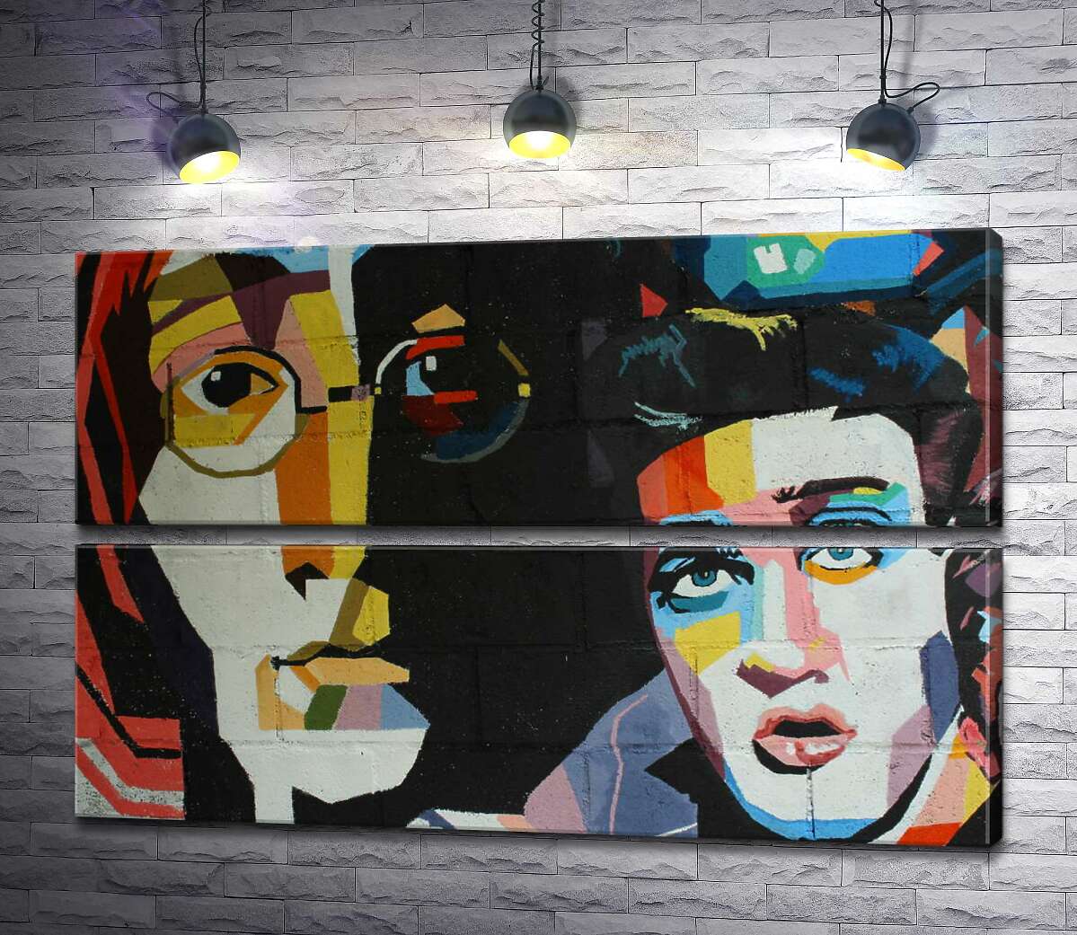 модульна картина Графіті з легендарними Джоном Ленноном (John Lennon) та Елвісом Преслі (Elvis Presley) (Модуль №7)